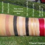 Chanel, holiday 2011, swatches, Blazing Gold, Beige Lame, Noir-Ivoire, Noir, Or, Rouge Carat, KarlaSugar, Karla Sugar