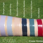 Essie, holiday 2011, swatches, Bangle Jangle, Cocktail Bling, Brooch the Subject, Bobbing for Baubles, School of Hard Rocks, Size Matters, KarlaSugar, Karla Sugar