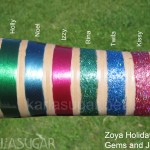 Zoya, holiday 2011, Gems and Jewels, swatches, Holly, Noel, Izzy, Rina, Twila, Kissy, KarlaSugar, Karla Sugar