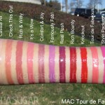 MAC, Tour de Fabulous, lipglass, swatches, Casual Air, Check This Out, Rich & Witty, It's a Wow, Comfort & Joy, Famously Fab!, Real Posh, Rich Bounty, Knockout, Tour de Fabulous, Style Packed, KarlaSugar, Karla Sugar