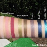 NARS, spring 2012, swatches, Douce France, Paramaribo, Lhasa, Dark Rite, Abbey Road, KarlaSugar, Karla Sugar