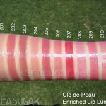 Cle de Peau, Enriched Lip Luminizers, swatches, 201, 202, 203, 204, 205, 206, 207, 208, 209, 210, KarlaSugar, Karla Sugar