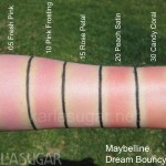 Maybelline, Dream Bouncy Blush, swatches, 05 Fresh Pink, 10 Pink Frosting, 15 Rose Petal, 20 Peach Satin, 30 Candy Coral, KarlaSugar, Karla Sugar