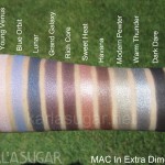MAC, In Extra Dimension, eyeshadow, swatches, Young Venus, Blue Orbit, Lunar, Grand Galaxy, Rich Core, Sweet Heat, Havana, Modern Pewter, Warm Thunder, Dark Dare, KarlaSugar, Karla Sugar