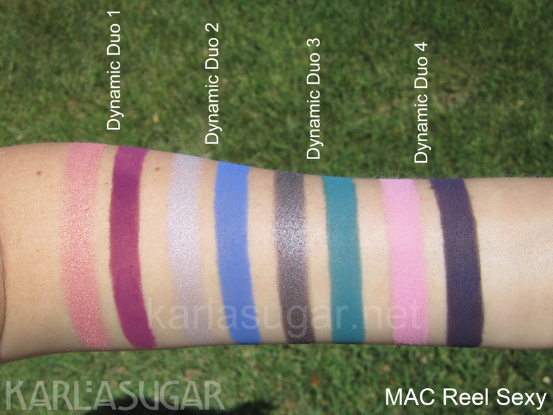 MAC, Reel Sexy, eyeshadow duos, swatches, Dynamic Duo 1, Dynamic Duo 2, Dynamic Duo 3, Dynamic Duo 4, KarlaSugar, Karla Sugar