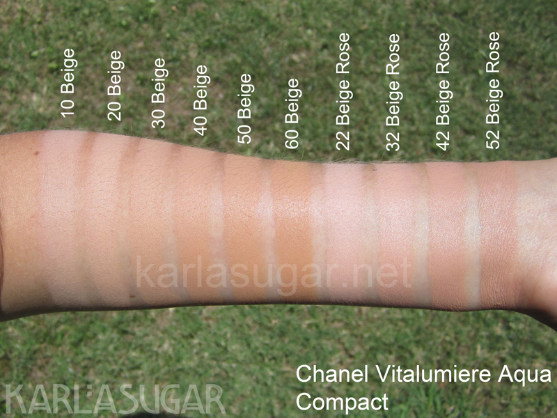 Chanel, Vitalumiere Aqua compact, swatches, KarlaSugar, Karla Sugar