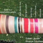 Estee Lauder, Bronze Goddess 2013, swatches, Batik Sun, eyeshadow quint, liquid eyeliner, Black Sands, nail polish, Hot Spell, lipstick, Solar Crush, Fuchsia Fever, Sheer Roller Gloss, Squeeze, Succulent, KarlaSugar, Karla Sugar