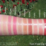 Tom Ford, Lip Shine, lipstick, swatches, Chastity, Smitten, Quiver, Ravenous, Bare, Abandon, Nubile, Frolic, Insidious, Willful, KarlaSugar, Karla Sugar