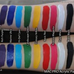 MAC, Acrylic Paint swatches, Rich Purple, Marine Ultra, Hi-Def Cyan, Landscape Green, Primary Yellow, Basic Red, Process Magenta, Pure White, Pure Black